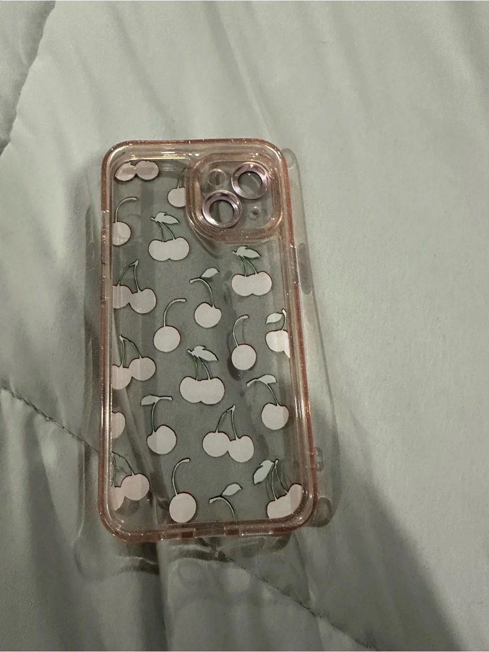 Clear Cherry Pattern Phone Case - Red